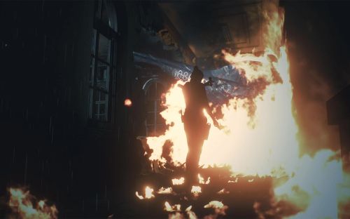 Claire Redfield steht vor Feuer (Resident Evil 2)