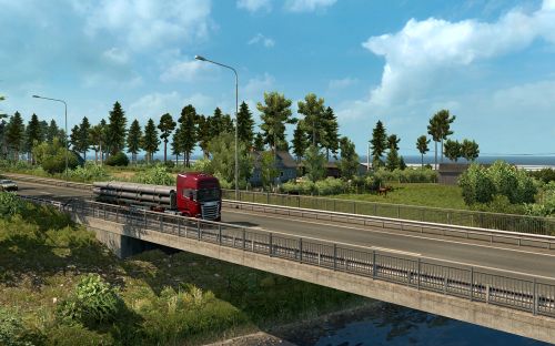 Ein Truck fährt über eine Brücke (Euro Truck Simulator 2)