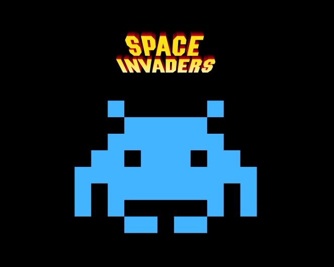 Alien und Logo (Space Invaders)