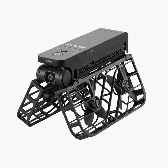 Halb zusammengeklappte Drohne (HoverAir X1 Pocket-Sized Self-Flying Camera)